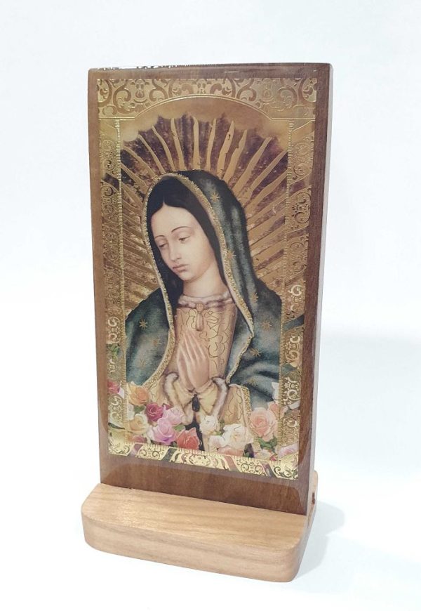 Icono Virgen Guadalupe con flores 12cm