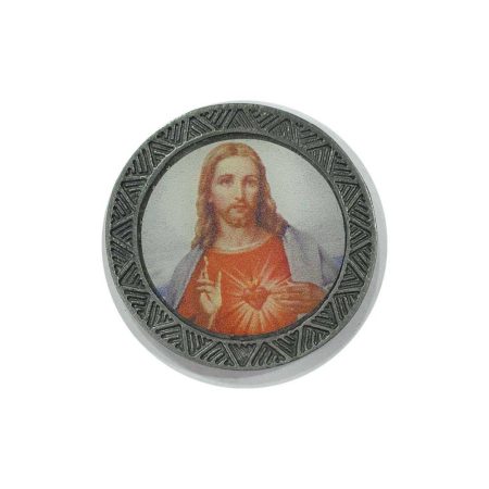 Autoadhesivo metalico sagrado corazon redondo