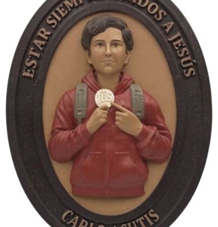 Cuadro Carlo Acutis - 15 cms. (rojo)