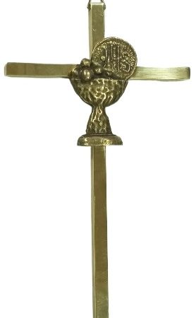 Cruz de bronce con icono Cáliz - 15 cms.