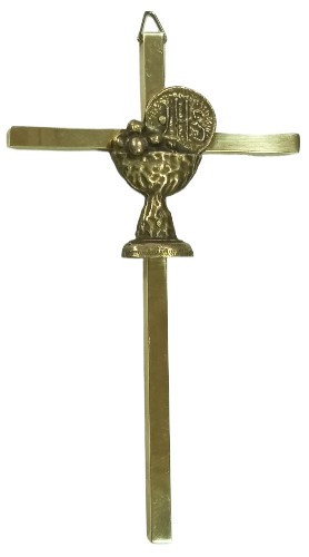 Cruz de bronce con icono Cáliz - 15 cms.