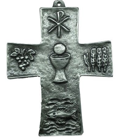 Cruz copón Comunión (color plata)