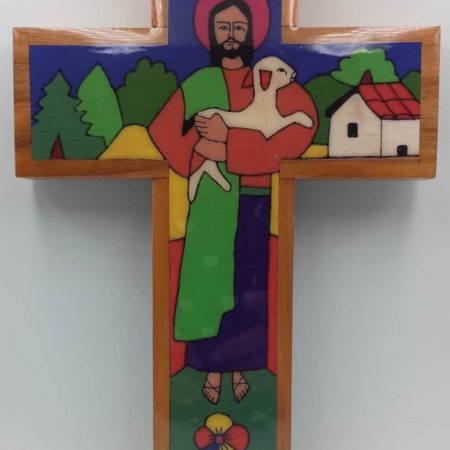 Cruz juvenil Jesús con cordero - I