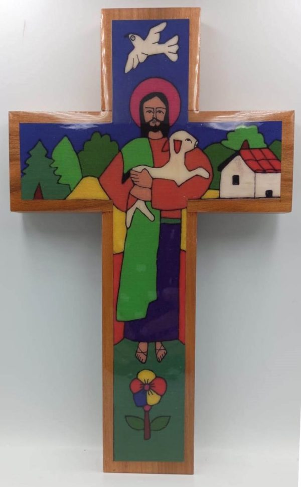 Cruz juvenil Jesús con cordero - I