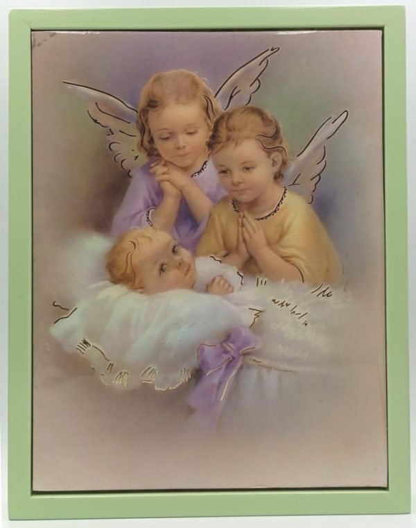 Cuadro Angel de la Guarda - Verde (23x18 cms.)