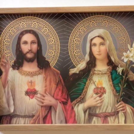 Cuadro Sagrado Corazón de Jesús y María - 21 cms.
