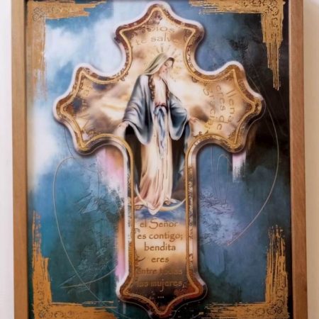 Cuadro Virgen de los Rayos con rezo - 26 cms.