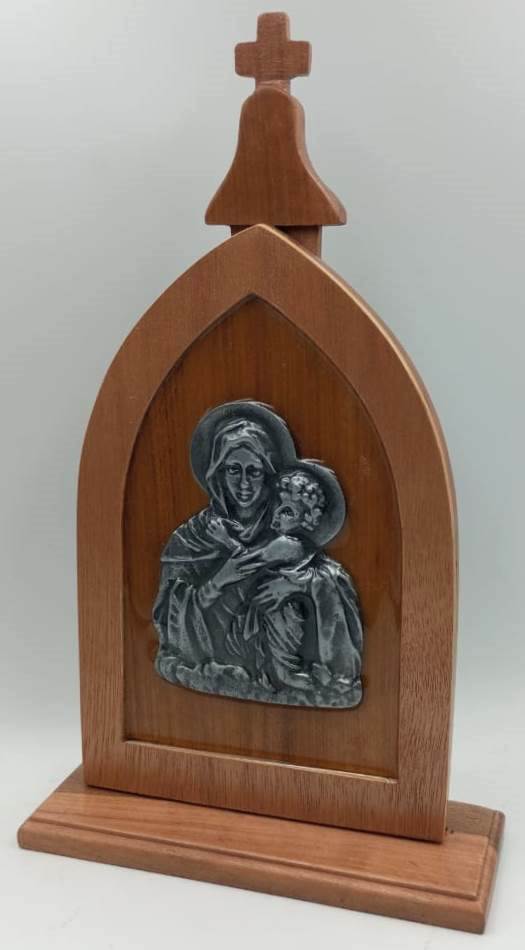 Cuadro repisero Virgen Schoenstatt metálica - 24 cms.