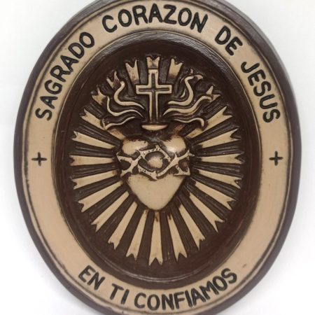 Detente grande del sagrado corazon con texto