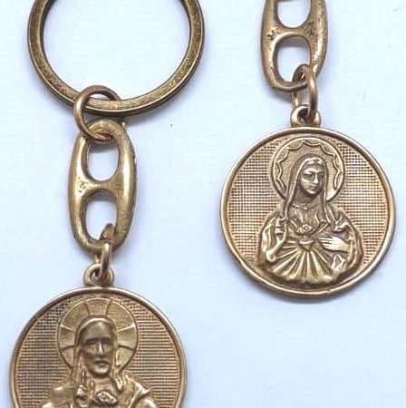 Llavero Sagrado Corazón de Jesus y María (doble cara)