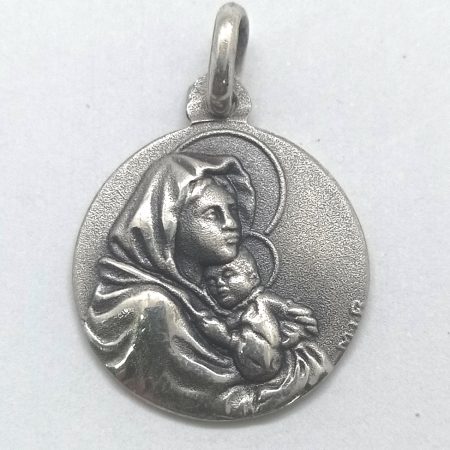 Medalla de plata - Virgen con nino Mater- 16 mm.
