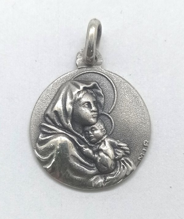 Medalla de plata - Virgen con nino Mater- 16 mm.