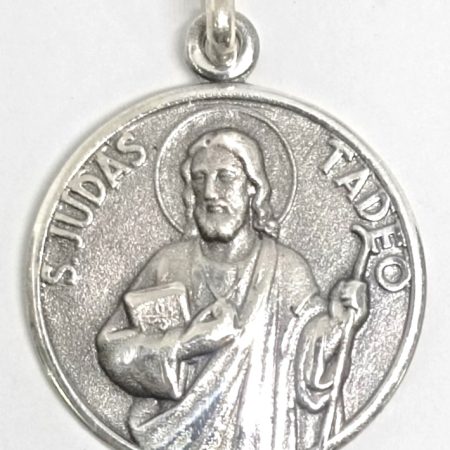 Medalla de plata San Judas Tadeo con letras 22mm