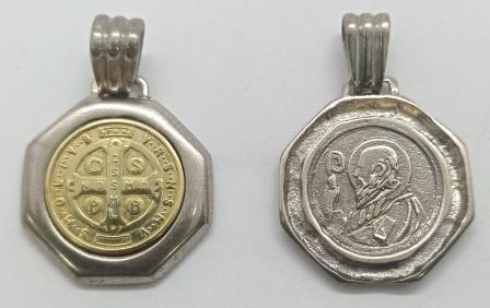 Medalla de plata San Benito (con oro) - 20 mm.