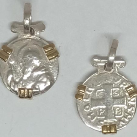 Medalla San Benito 12 mm - Plata aplic. Oro