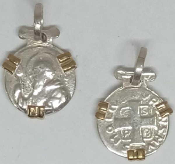 Medalla San Benito 12 mm - Plata aplic. Oro