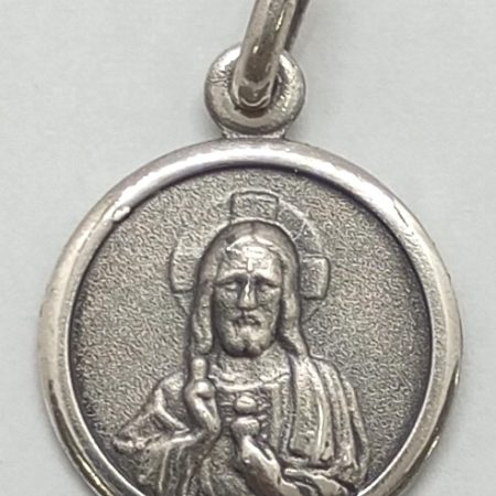 Medalla de Plata - Sagrado Corazón de Jesús con borde - 18 mm.