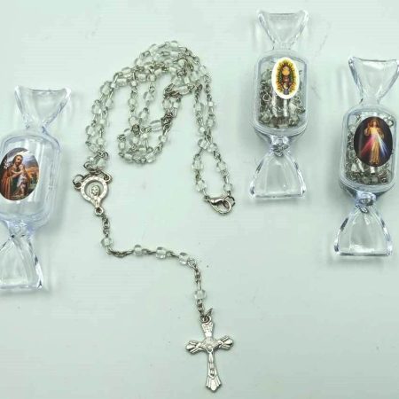 Rosario de mostacilla - caja caramelo