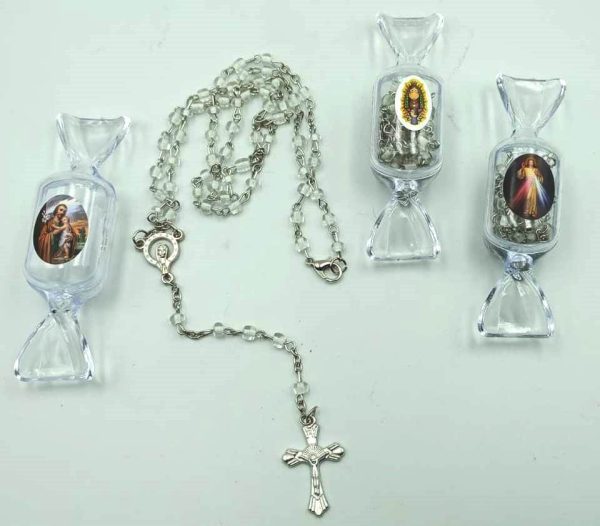 Rosario de mostacilla - caja caramelo