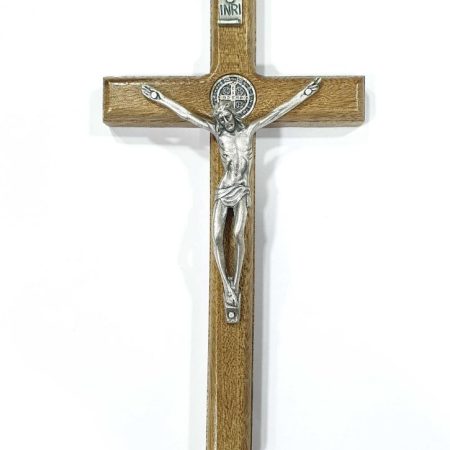 Crucifijo San Benito 19cm plateado