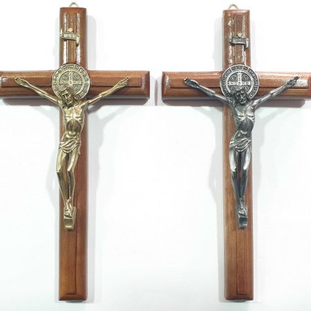 Cruz San Benito con medalla doble 19 cm