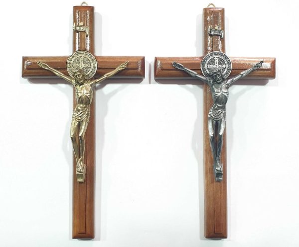 Cruz San Benito con medalla doble 19 cm