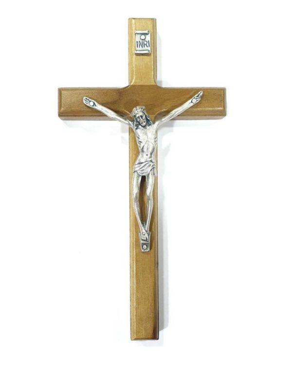 Crucifijo de pared 19cm plateado