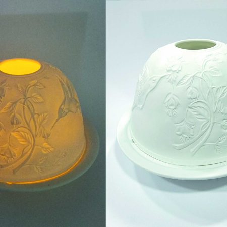 Lampara de porcelana con imagen de colibries