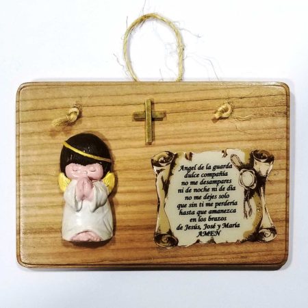 Tabla de rezo del angel de la guarda blanco