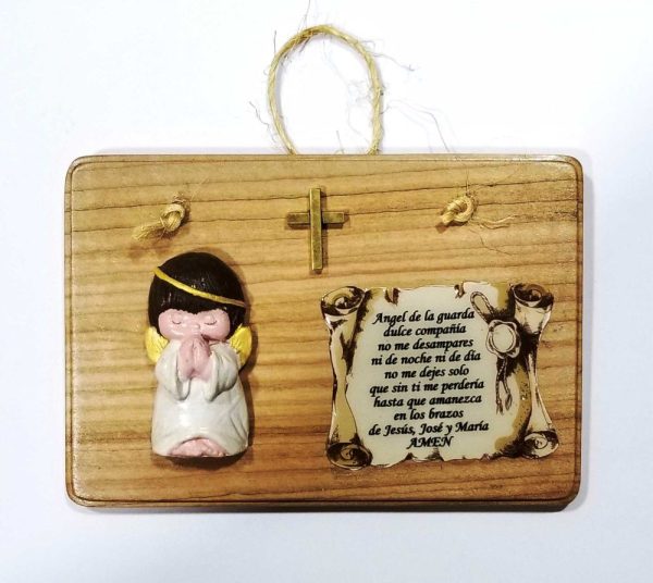 Tabla de rezo del angel de la guarda blanco