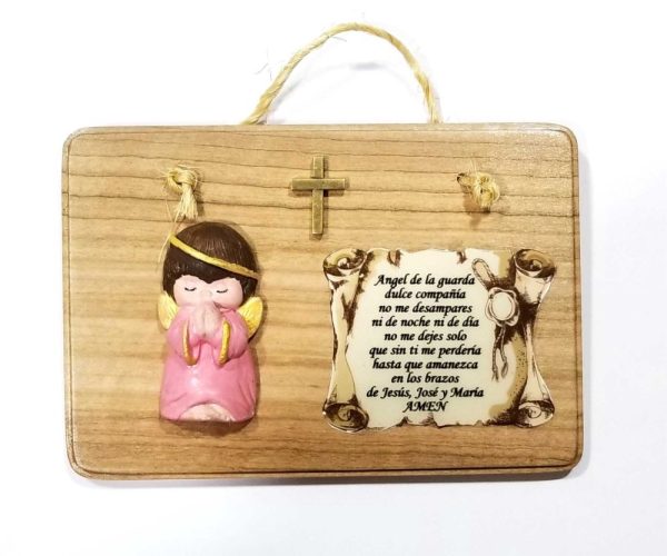 Tabla de rezo del angel de la guarda rosa