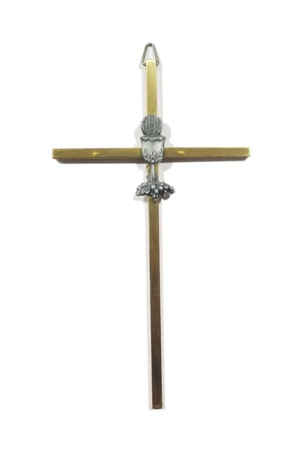 Cruz de bronce con icono Comunión - 15 cms.