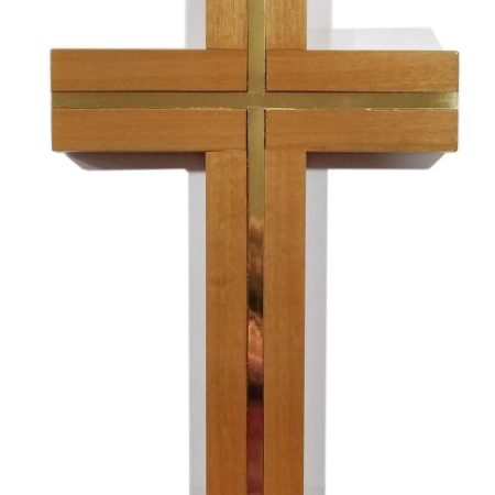 Cruz madera 28 cms aplic. Bronce