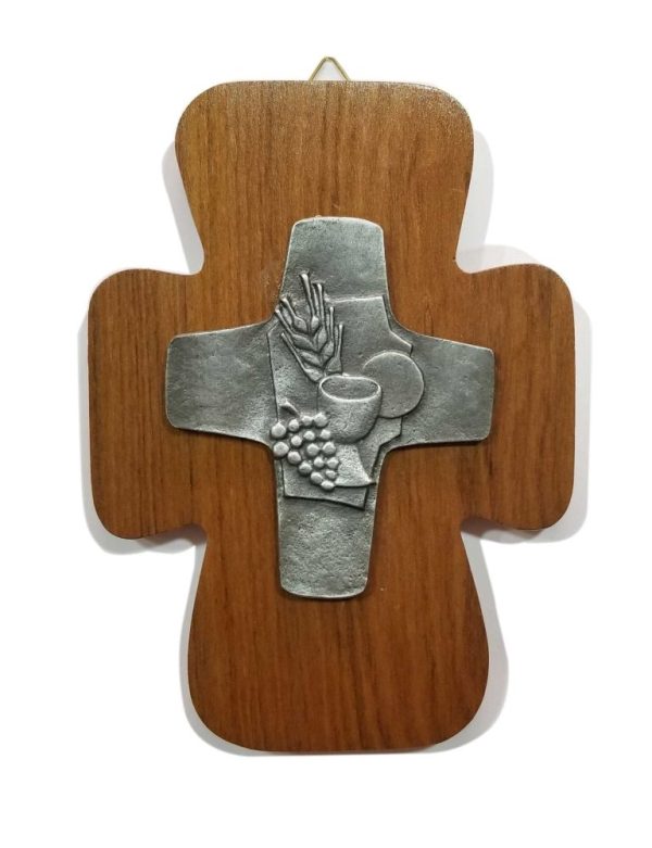 Cruz de primera comunion base madera