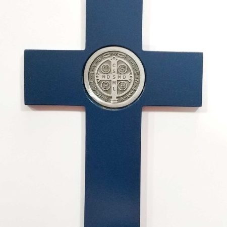 Cruz San benito azul con medalla
