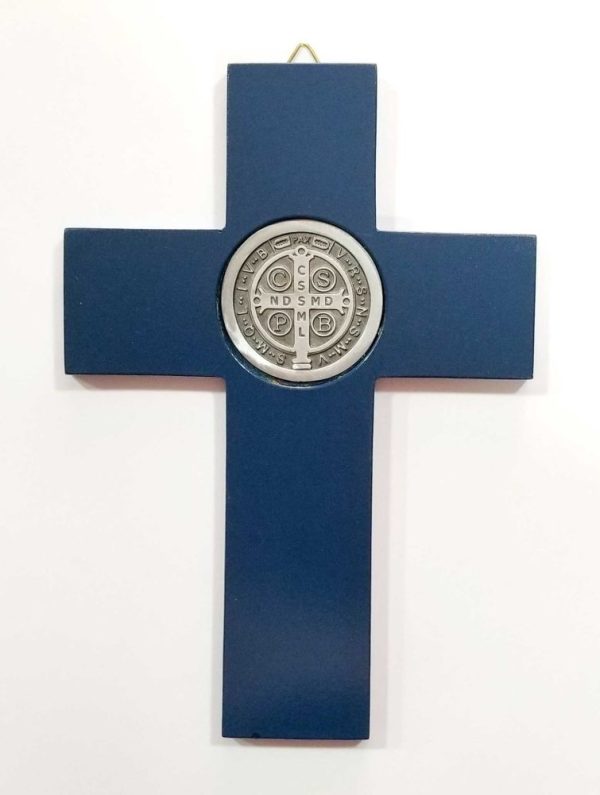 Cruz San benito azul con medalla