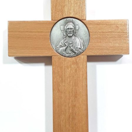 Cruz gruesa sagrado corazon 18cm