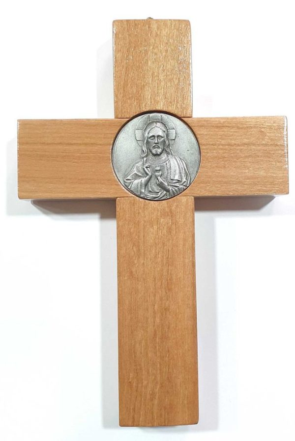 Cruz gruesa sagrado corazon 18cm