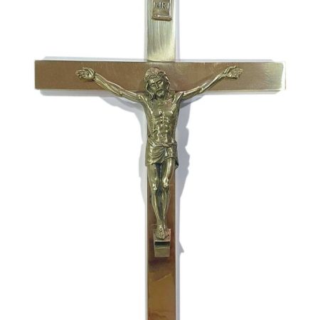 Cruz de bronce (pletina) con Cristo Clasico - 35 cms.