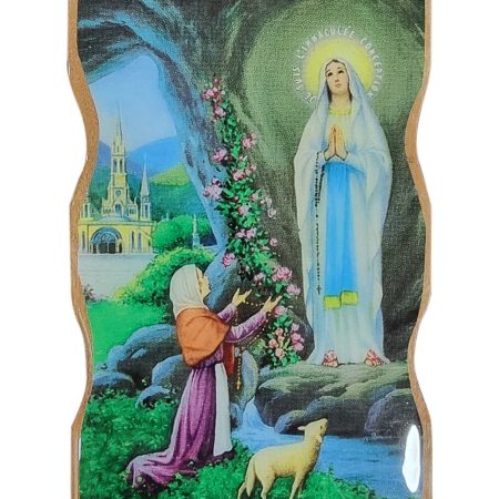 Cuadrito Virgen de Lourdes verde