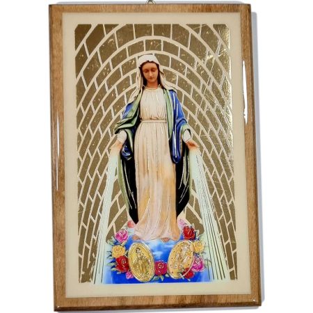 Cuadro metalizado Virgen de los rayos 18x12