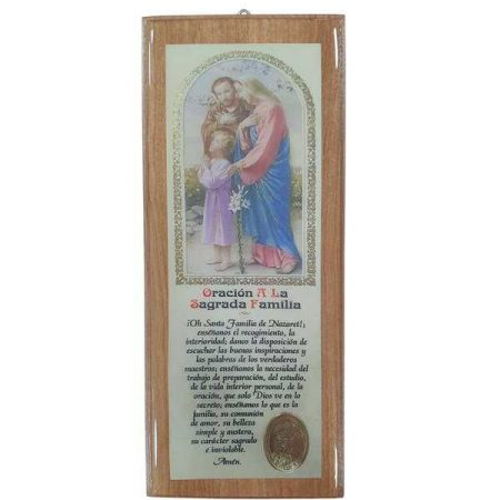 Cuadro con rezo e imagen de la Sagrada Familia 19cm