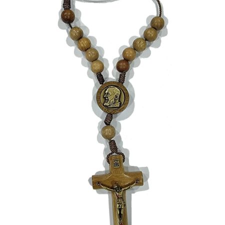 Denario de San Padre Pio con cruz palo redondo