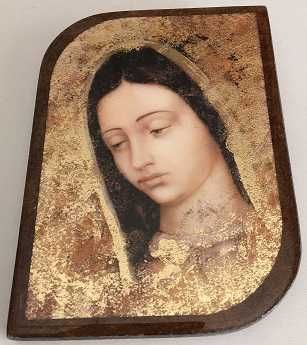 Cuadro Guadalupe - marco café en forma curva