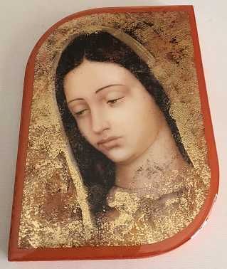 Cuadrito con forma - Guadalupe corazón 13x9 cms.