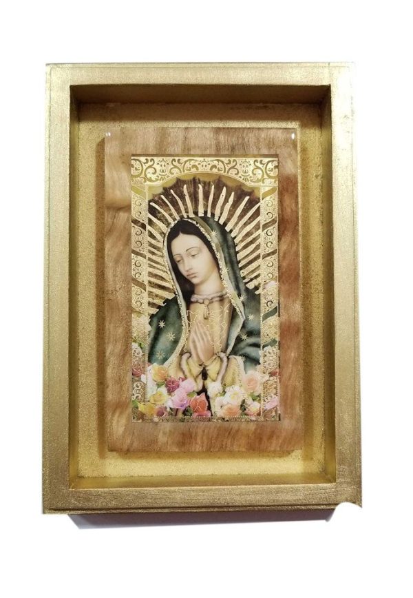 Cuadrito doble fondo - Guadalupe con rosas