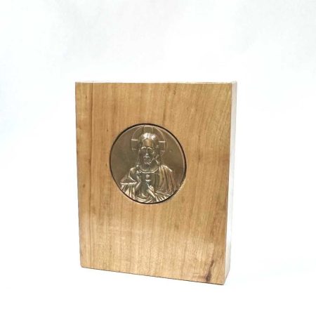 Icono Sagrado Corazon 2 caras plata opaca