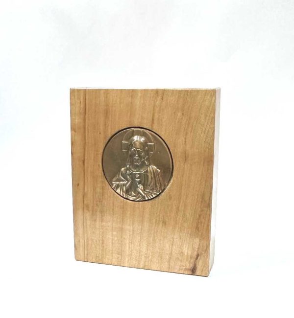 Icono Sagrado Corazon 2 caras plata opaca