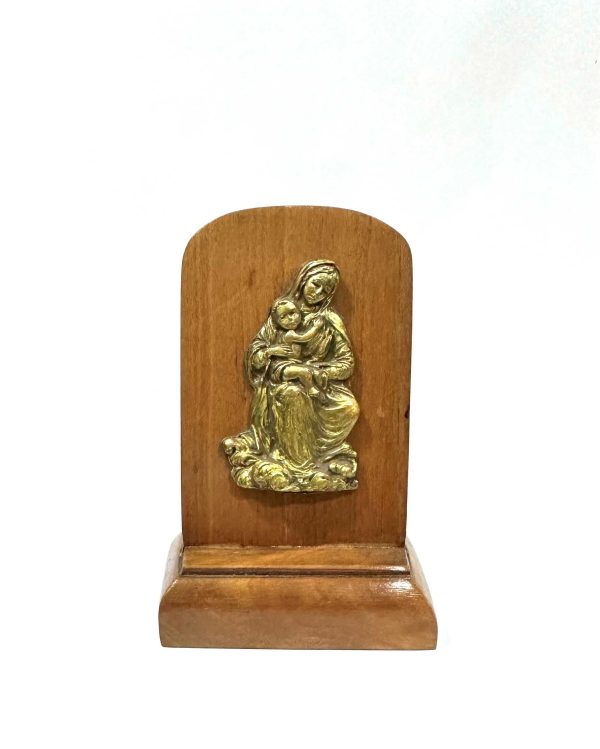 Icono con base Virgen Maria con nino 11x7cm
