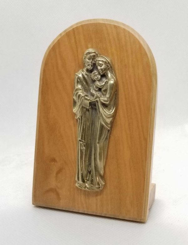 Icono de madera natural Sagrada familia 11x7cm